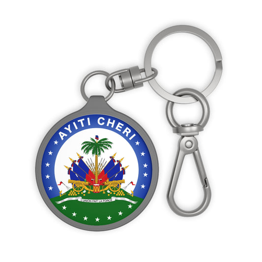 Keyring Tag, Ayiti Cheri Design - Haiti Souvenir, Car Key Chain, Backpack Charm, Traveler Gift