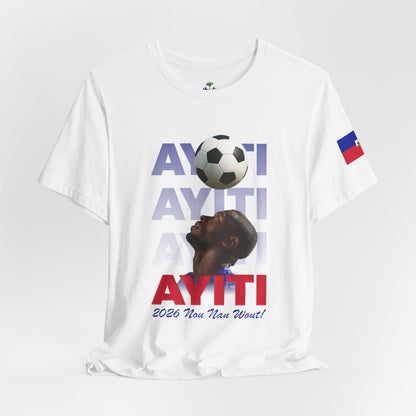 Ayiti World Tour Soccer Tee | Haitian Flag Sleeve, 2026 Nou Nan Wout!