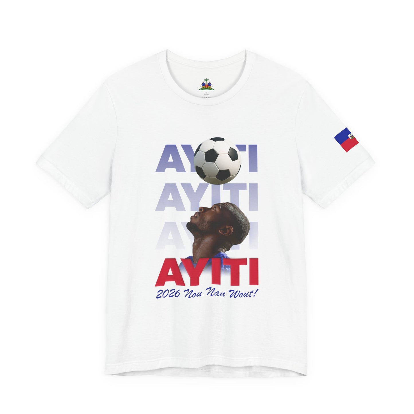 Ayiti World Tour Soccer Tee | Haitian Flag Sleeve, 2026 Nou Nan Wout!
