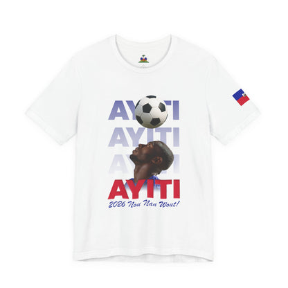 Ayiti World Tour Soccer Tee | Haitian Flag Sleeve, 2026 Nou Nan Wout!