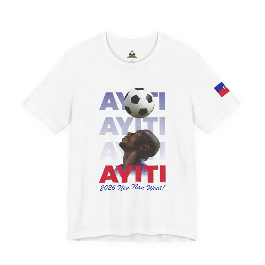 Ayiti World Tour Soccer Tee | Haitian Flag Sleeve, 2026 Nou Nan Wout!