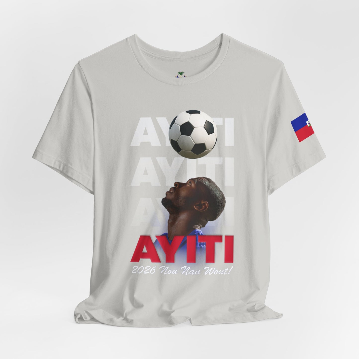Ayiti World Tour Soccer Tee | Haitian Flag Sleeve, 2026 Nou Nan Wout!