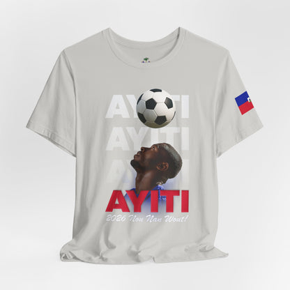 Ayiti World Tour Soccer Tee | Haitian Flag Sleeve, 2026 Nou Nan Wout!