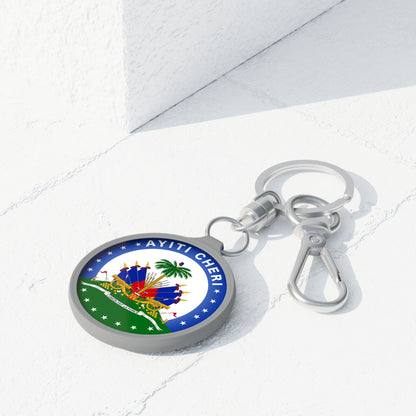 Keyring Tag, Ayiti Cheri Design - Haiti Souvenir, Car Key Chain, Backpack Charm, Traveler Gift